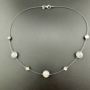 Silpada 925 Sterling Silver Quartz Shell Bead floating Necklace Guc